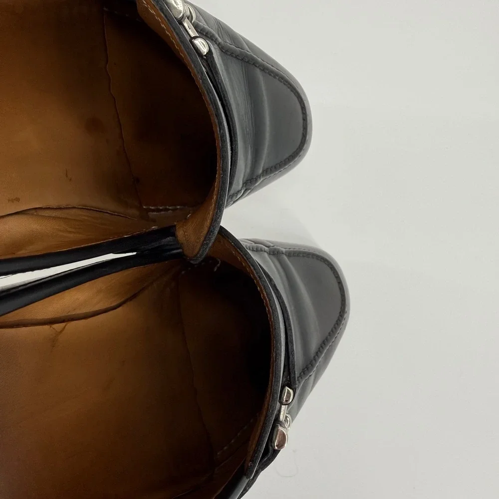 Magnanni Mens Black Leather Bit Loafers Made in Spain Size 8.5 M Apron Toe Dress